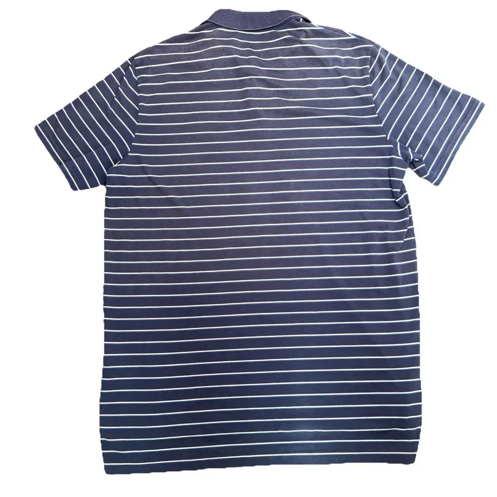 Polo Ralph Lauren Shirt Men L Moisture Wicking Blue Stripe Turnberry Golf Club